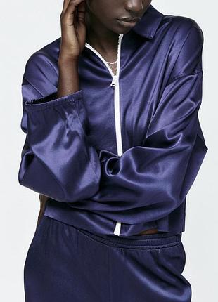 Сатиновая куртка-рубашка zara, вискоза