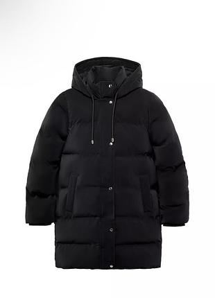 Пуховик zara чорний s