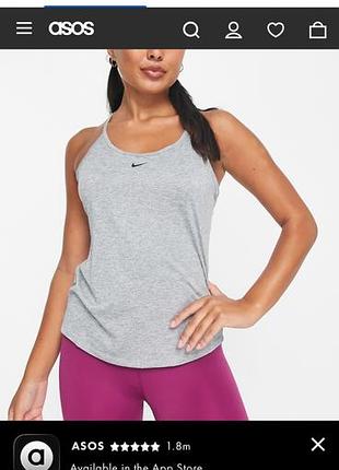 Майка nike training one dri-fit elastika p s в сером цвете