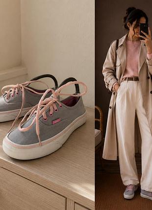 Кеди vans сірі з ніжно-рожевими акцентами