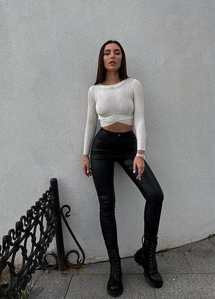 Брюки скинни экокожа черные 6