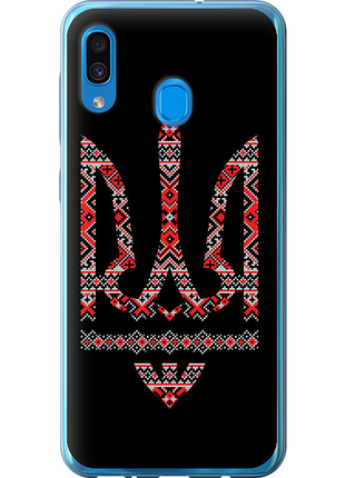 Чехол на samsung galaxy a30 2019 a305f герб - вышиванка на черном фоне из пластика fch_0063646