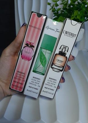 Набір тестерів по 20 мл на будь-який смак bombshell , green tea, givenchy l’interdit