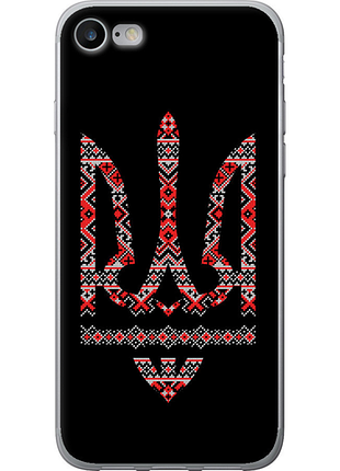 Чехол на iphone 8 герб - вышиванка на черном фоне из пластика fch_0155990