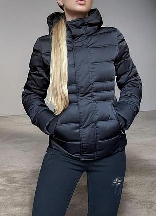 Куртка пуховик ck calvin klein jeans чорна базова приталена куртка