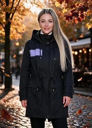 Водоотталкивающее покрытие teflon 🧥 черная удлиненная парка lovely ❄️ женская куртка осень еврозима 🖤 размер 50 l xl xxl