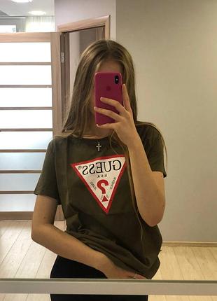 Базова бавовняна футболка хакі smart guess made with organic cotton