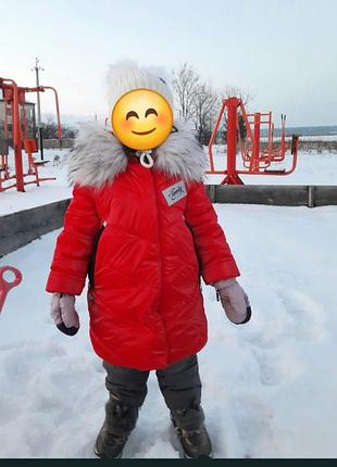 Зимовий комбінезон для дівчинки, червоний