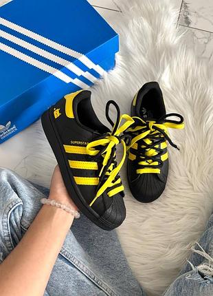 Кроссовки adidas superstar pokemon black yellow custom
