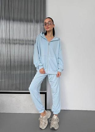 Спортивний костюм блакитний чорний рожевий