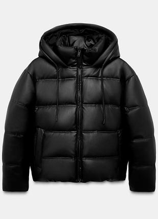 Zara,  куртка пуффер , кожзам