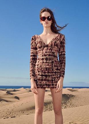 Платье короткое драпированное zara m