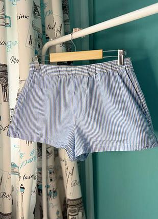 Женские хлопковые шорты-боксеры в полоску zara размер м