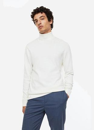 Біла 100% бавовняна чоловіча гольф-водолазка, h&m, xxl