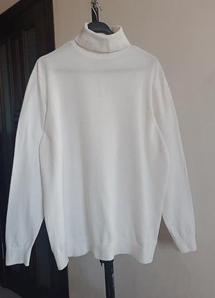 Біла 100% бавовняна чоловіча гольф-водолазка, h&m, xxl