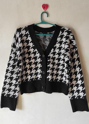 ✨ елегантний в'язаний кардиган river island в гусячу лапку, розмір xs ✨