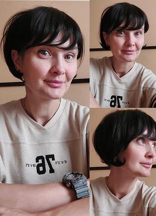Перука натуральне волосся чорна каре
