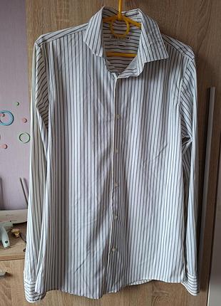 Біла смугаста чоловіча сорочка slim fit zara розмір s