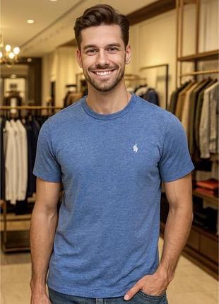 Футболка polo ralph lauren голубой меланж 100% хлопок, р. м