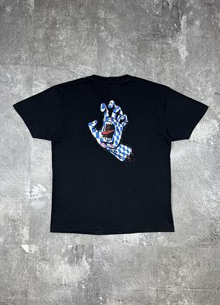 Оригінальна футболка santa cruz screaming hand санта круз санта круз з принтом руку шашечка чорна мужская футболка skate oversize l