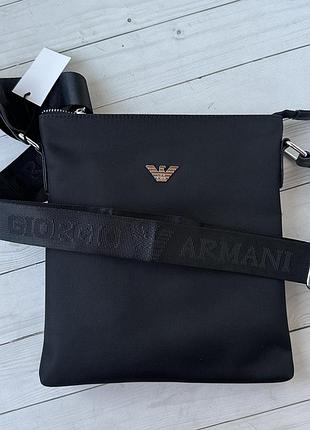 Мужская черная легкая (нейлон) сумка среднего размера