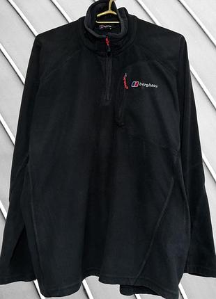 Мужская черная флисовая кофта berghaus xl 52 54 бергхаус бергаус черная флиска 1/4 zip с молнией воротник стойкая теплая кофта 54