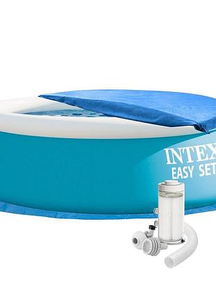 Надувной бассейн intex 28101-3, 183 х 51 см (2 006 л/ч, тент, подстилка, насос)