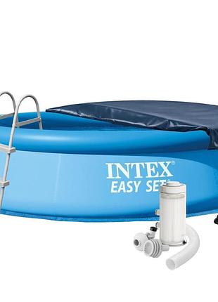 Надувной бассейн intex 28120-5, 305 х 76 см (бассейн, подстилка, насос, фильтр 2 006 л/ч, тент)
