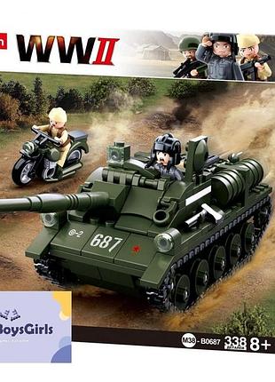 Конструктор - "танк і мотоцикл" - sluban m38-b0687 - 338 деталей