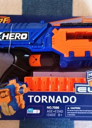 Игрушечный детский бластер blaze storm nerf 7096 tornado на мягких патронах 10шт