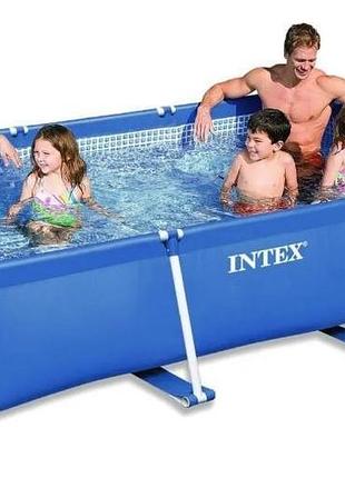 Дитячий басейн - intex 28272 small frame синій / 300см х 200см х 75см / каркасний басейн наливний