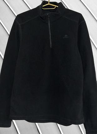 Чоловіча чорна флісова кофта quechua m 48 кешуа квечуа чорна фліска 1/4 zip з блискавкою базова тепла спортивна кофта 48