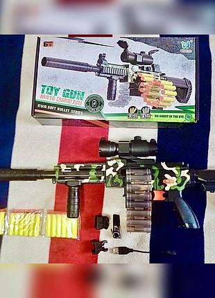 Детский автомат томми ган m416 tommy gun на мягких патронах аккумулятор
