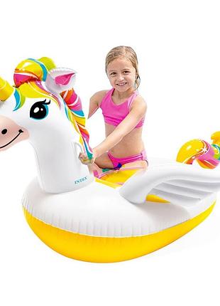 Надувной плотик для катания intex 57561 «единорог», 198 х 140 х 102 см, желтый