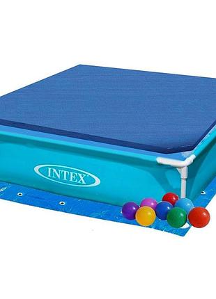 Каркасный бассейн intex 57173-2, 122 х 122 х 30 см (каркас, чаша, тент, подстилка, шарики 10 шт)