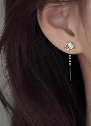 Серьги женские, протяжки в серебряном цвете, женская бижутерия, украшения, геометрические серьги