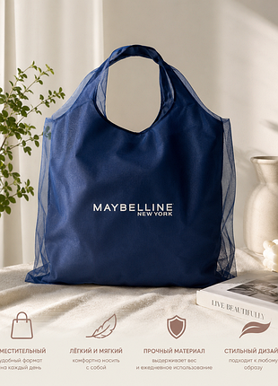 Большой шопер maybelline new york синий 43×33 см сумка на плечо