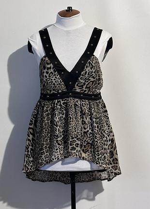Блузка пеньюар guess принт леопард