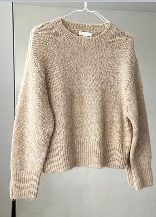 Новий.светр з альпаки вовни h&m premium selection  alpaca wool crew sweater beige оригінал.зі свіжих колекцій