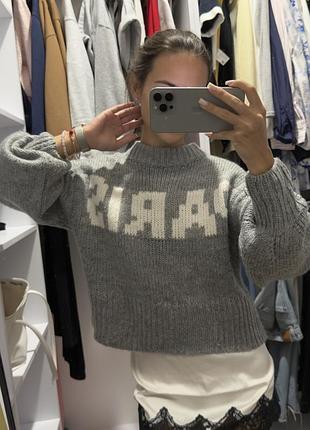 Сірий светр «paris» h&m