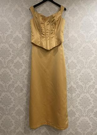 Витажные вечерний костюм двойка с корсетом romantica, р. 48-50 (l/xl) цвет жидкое золото