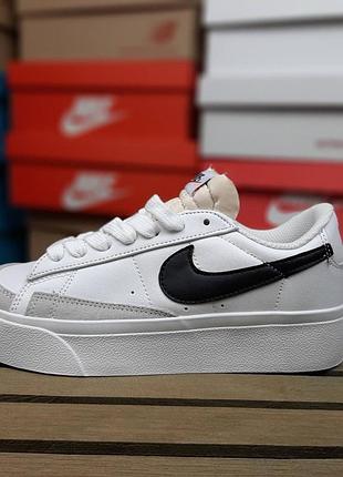 Жіночі кросівки nike blazer low platform white black білі з чорним