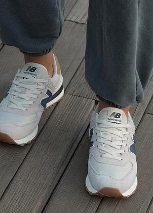 Кроссовки new balance 574 beige blue 2