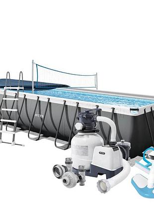 Каркасний басейн intex 26368, 732 х 366 х 132 см (басейн, підстилка, драбина, комбі 7 г/год - 7 900 л/ч, тент, скіммер, пилосос,