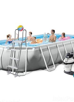 Каркасный бассейн intex 26796-7, 503 x 274 x 122 см (бассейн, подстилка, лестница, фильтр 7 900 л/ч, тент, скиммер, пылесос)