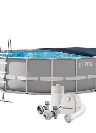 Каркасный бассейн intex 26756, 610 х 132 см (бассейн, подстилка, лестница, фильтр 5 678 л/ч, тент)