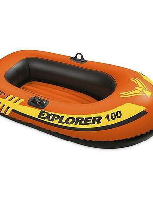 Одноместная надувная лодка intex 58329 explorer 100, 147 х 84 см. 2-х камерная
