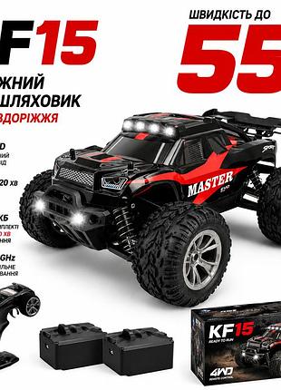 Машинка на радіокеруванні kfplan kf15 1:16 4wd, rc монстр-трак, позашляховик, всюдихід на пульті, повний привод, 2 акумулятори