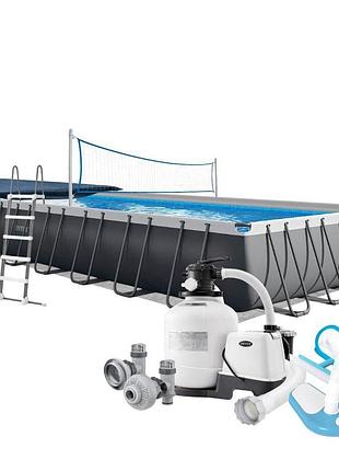 Каркасный бассейн intex 26378, 975 х 488 х 132 см (бассейн, подстилка, лестница, комби 11 г/ч - 10 000 л/ч, тент, скаммер, сачок,