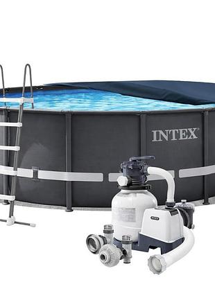 Каркасный бассейн intex 26330, 549 x 132 см (бассейн, подстилка, лестница, фильтр 7 900 л/ч, тент)